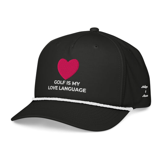 Golf Is My Love Language Embroidered Rope Hat for Women - Black/White - Club Rehab