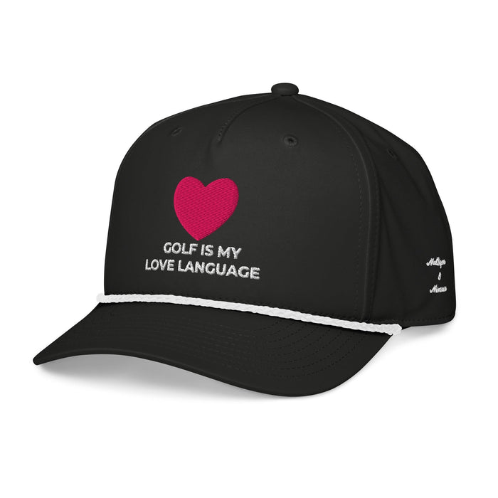 Golf Is My Love Language Embroidered Rope Hat for Women - Black/White - Club Rehab