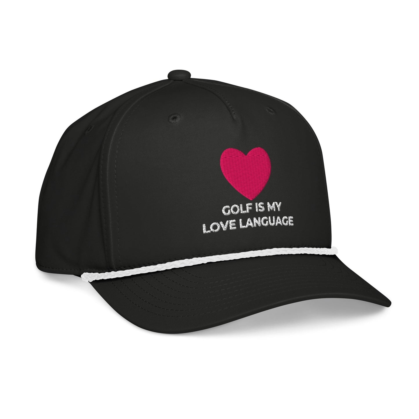 Golf Is My Love Language Embroidered Rope Hat for Women - Black/White - Club Rehab