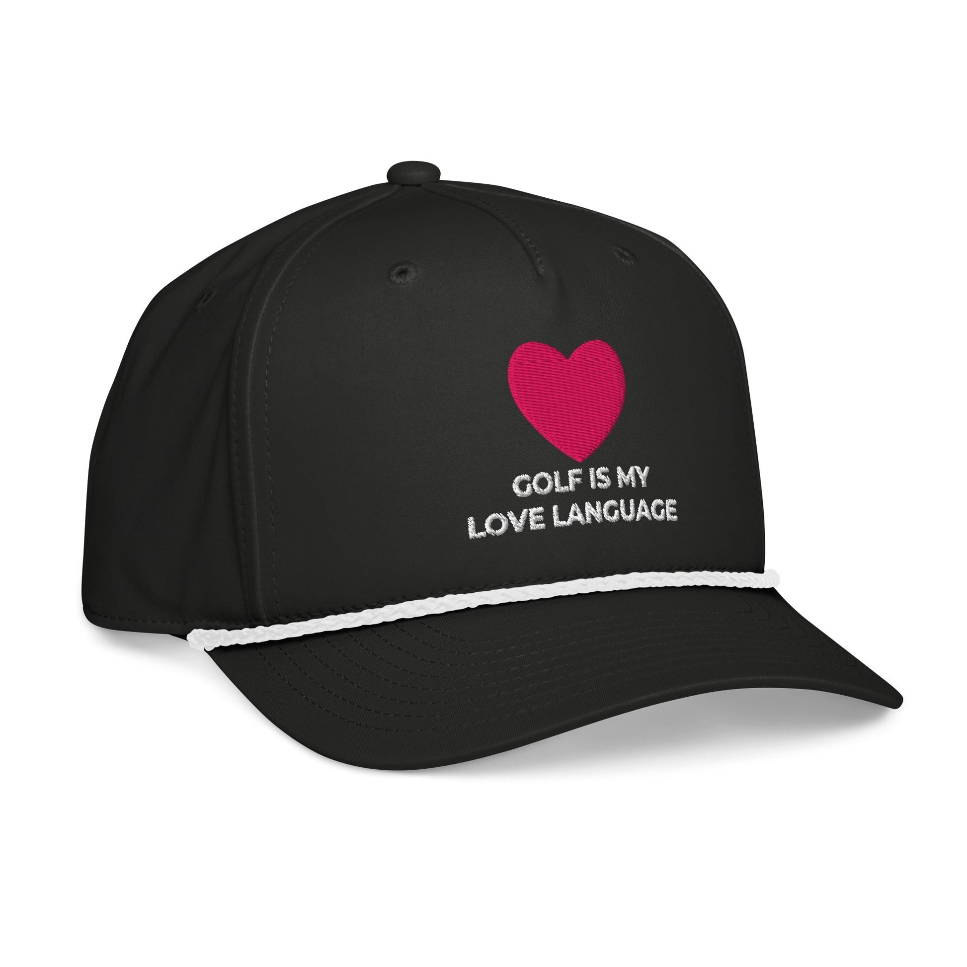 Golf Is My Love Language Embroidered Rope Hat for Women - Black/White - Club Rehab