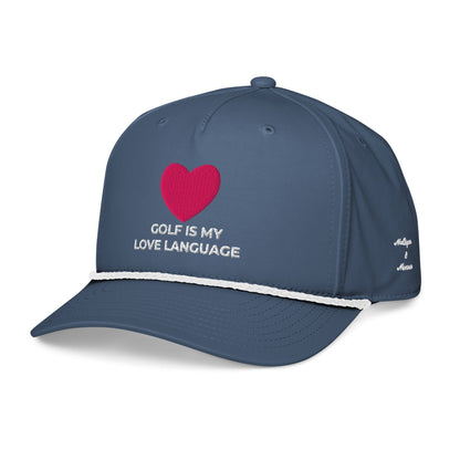 Golf Is My Love Language Embroidered Rope Hat for Women - Light Blue/White - Club Rehab