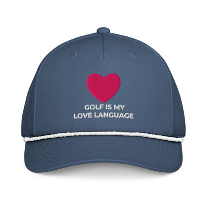 Golf Is My Love Language Embroidered Rope Hat for Women - Light Blue/White - Club Rehab