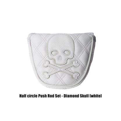 Golf Mallet Putter Covers Magnetic - Skull White - Club Rehab