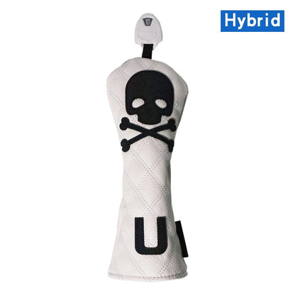 Golf Skull Pattern Soft Durable Golf Club Covers - White for Hybrid H - Club Rehab