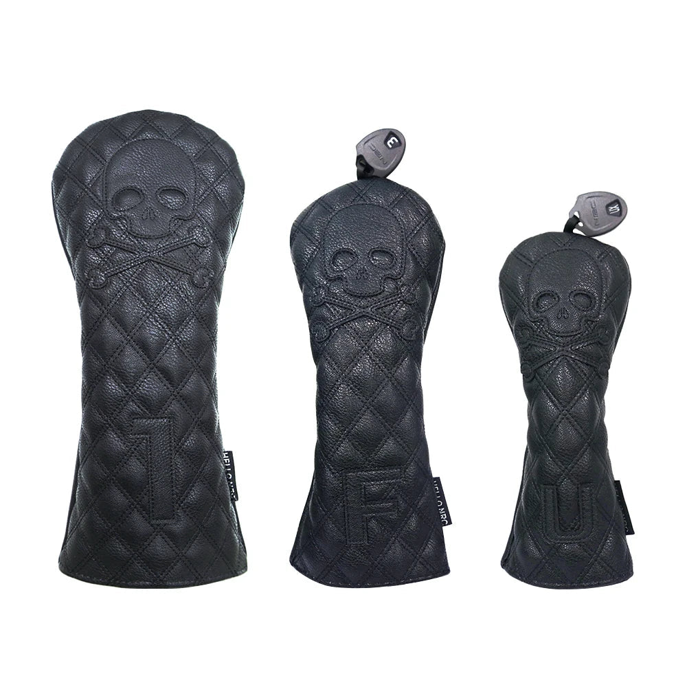 Golf Skull Pattern Soft Durable Golf Club Covers - Black 13UT - Club Rehab