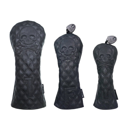 Golf Skull Pattern Soft Durable Golf Club Covers - Black 13UT - Club Rehab