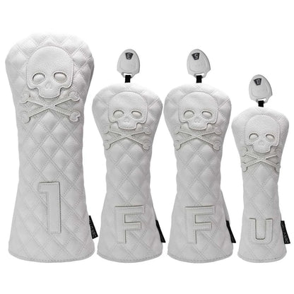 Golf Skull Pattern Soft Durable Golf Club Covers - White 135UT - Club Rehab
