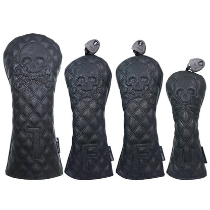 Golf Skull Pattern Soft Durable Golf Club Covers - Black 135UT - Club Rehab