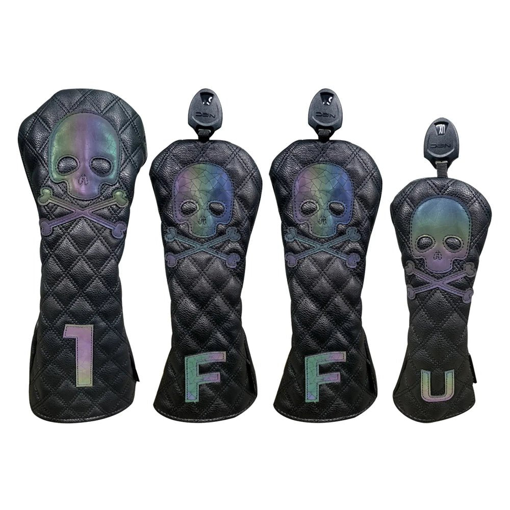 Golf Skull Pattern Soft Durable Golf Club Covers - Black 135UT E - Club Rehab