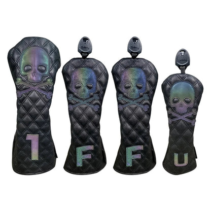 Golf Skull Pattern Soft Durable Golf Club Covers - Black 135UT E - Club Rehab