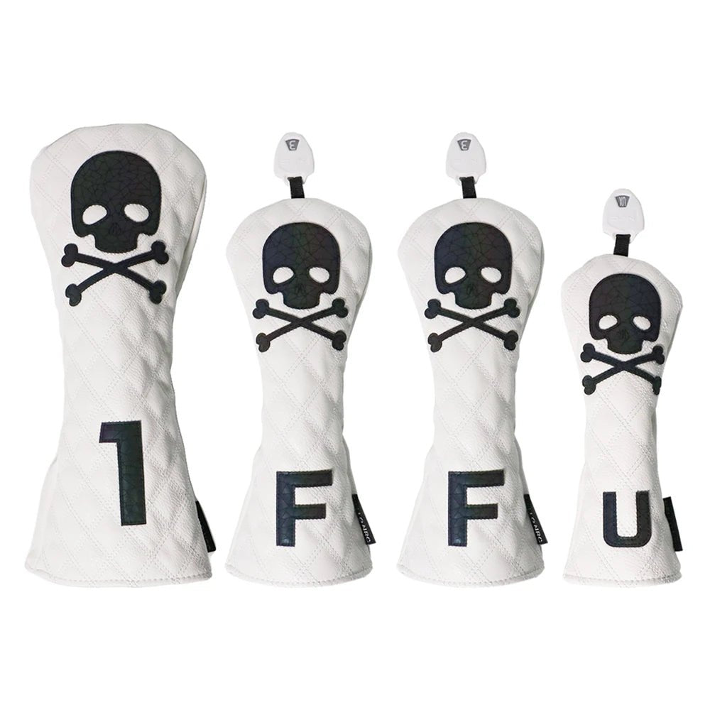 Golf Skull Pattern Soft Durable Golf Club Covers - White 135UT J - Club Rehab
