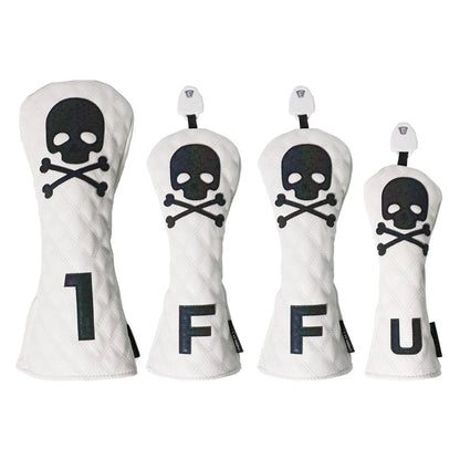 Golf Skull Pattern Soft Durable Golf Club Covers - White 135UT J - Club Rehab