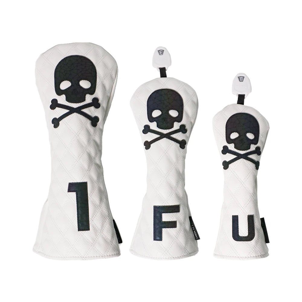 Golf Skull Pattern Soft Durable Golf Club Covers - White 13UT L - Club Rehab