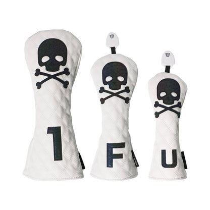 Golf Skull Pattern Soft Durable Golf Club Covers - White 13UT L - Club Rehab