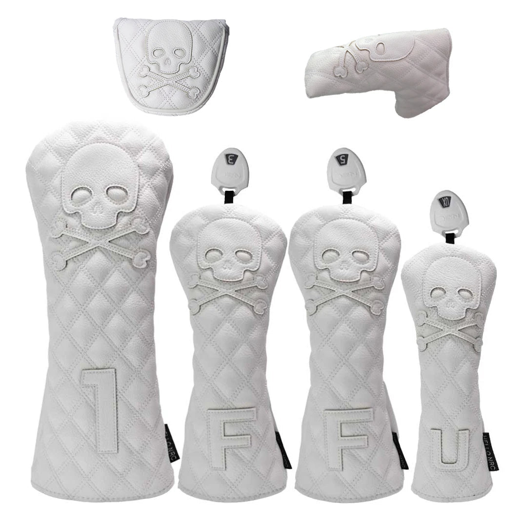 Golf Skull Pattern Soft Durable Golf Club Covers - White 13UT L - Club Rehab