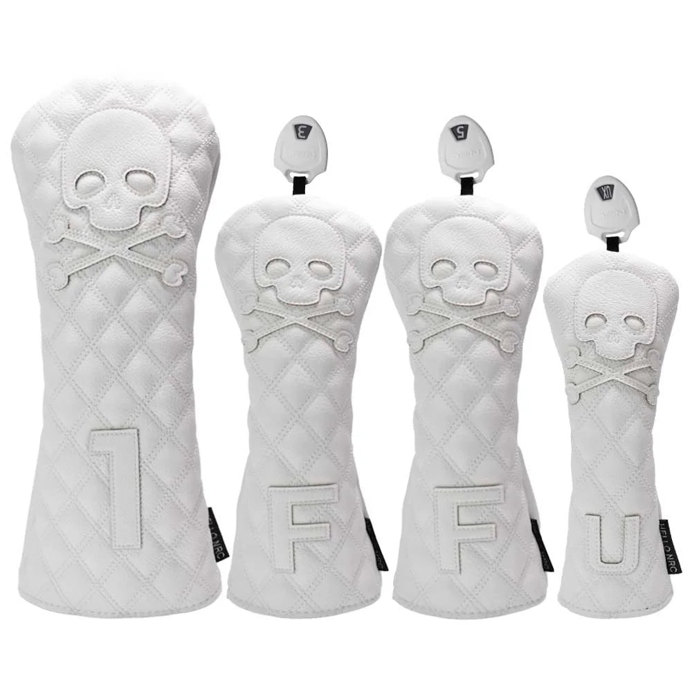 Golf Skull Pattern Soft Durable Golf Club Covers - White 13UT L - Club Rehab