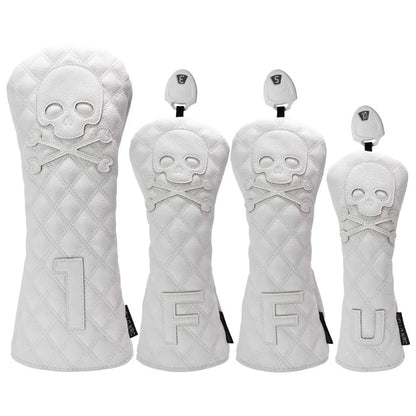 Golf Skull Pattern Soft Durable Golf Club Covers - White 13UT L - Club Rehab