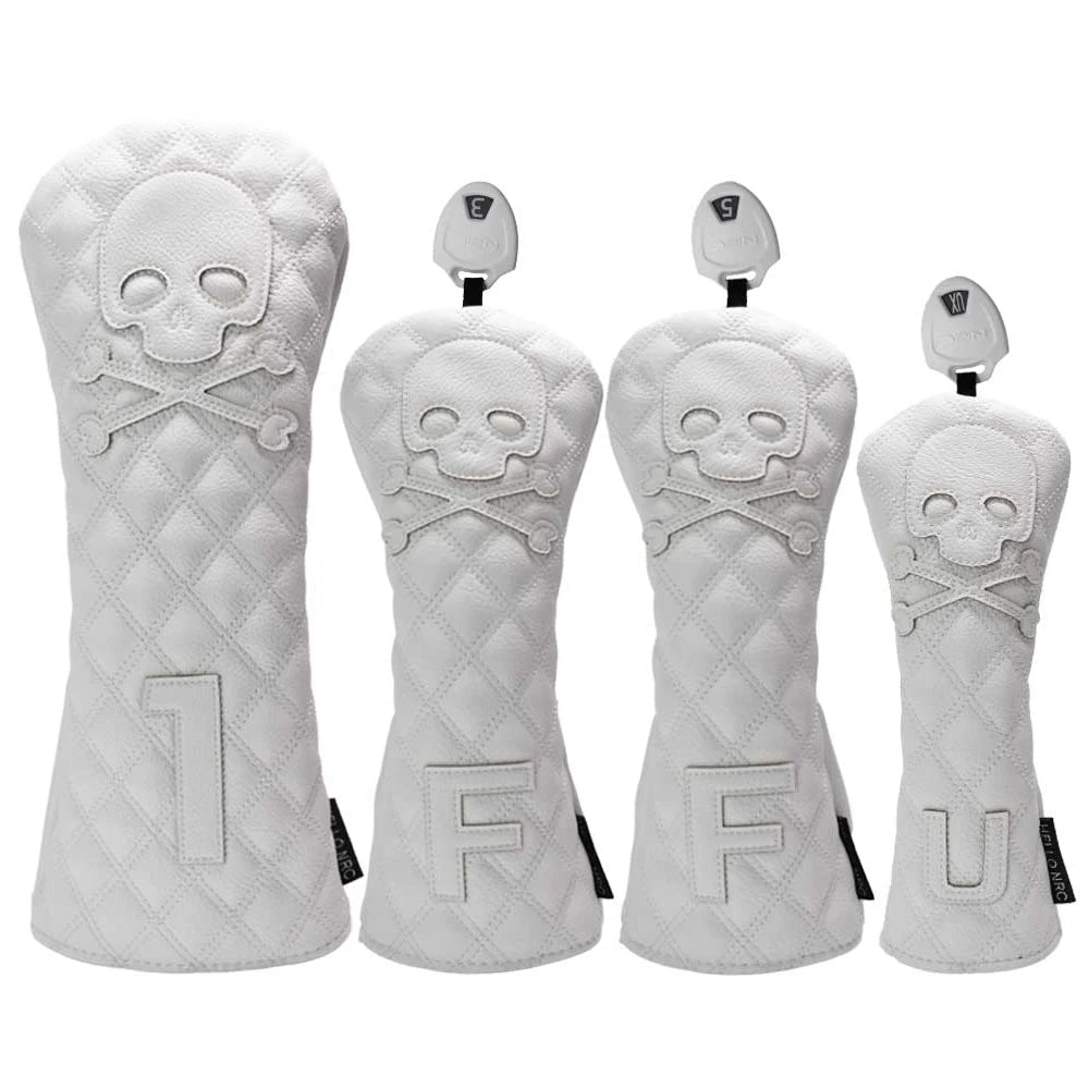Golf Skull Pattern Soft Durable Golf Club Covers - White 13UT L - Club Rehab