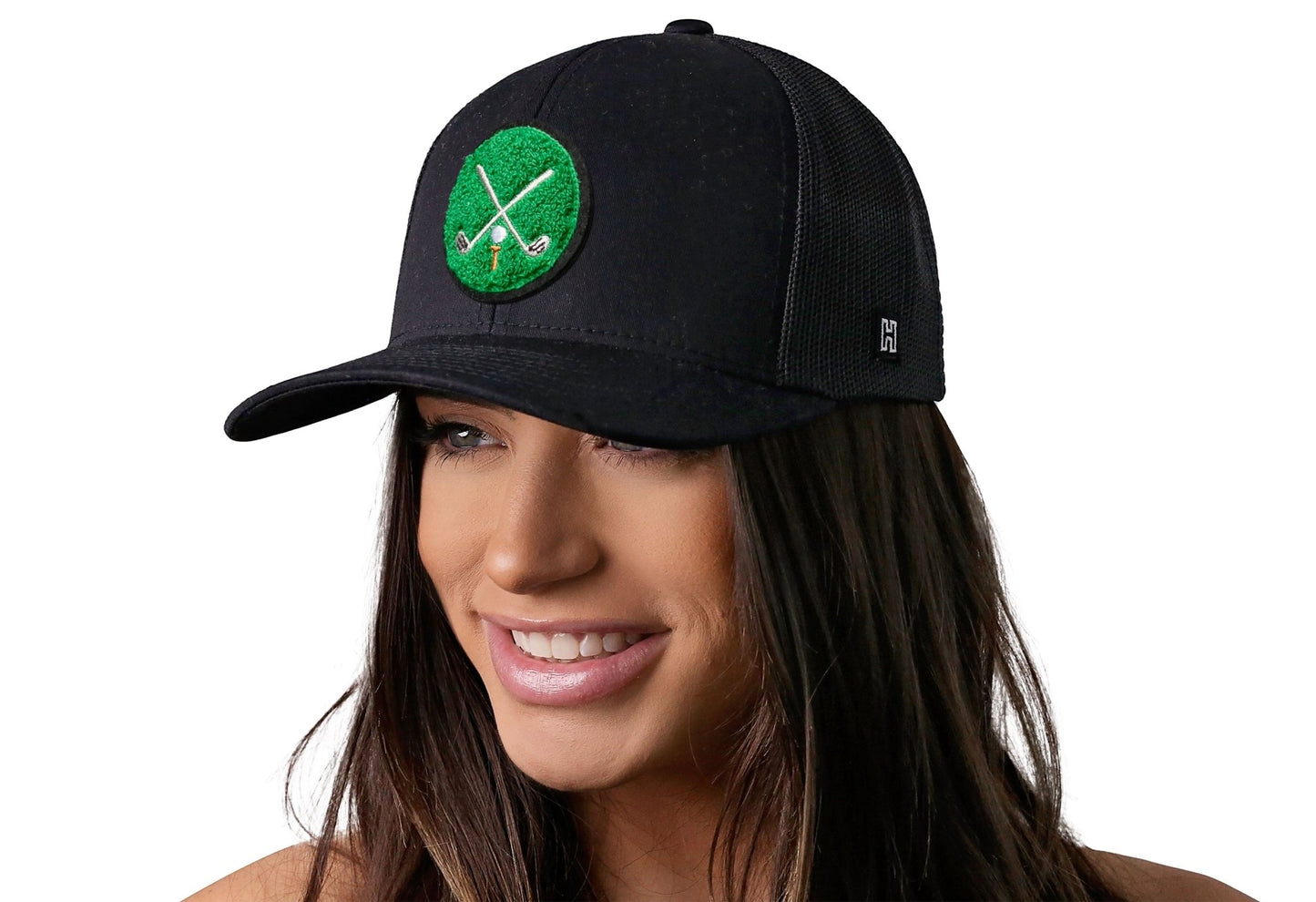 Golf Trucker Hat Chenille | Black Club X Snapback - Adjustable - Club Rehab