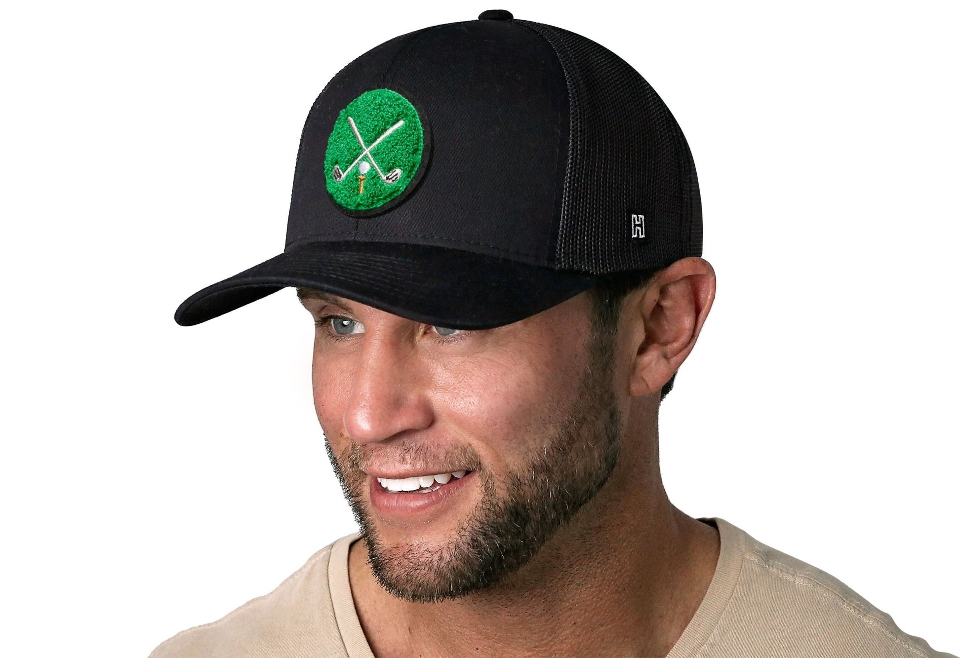 Golf Trucker Hat Chenille | Black Club X Snapback - Adjustable - Club Rehab