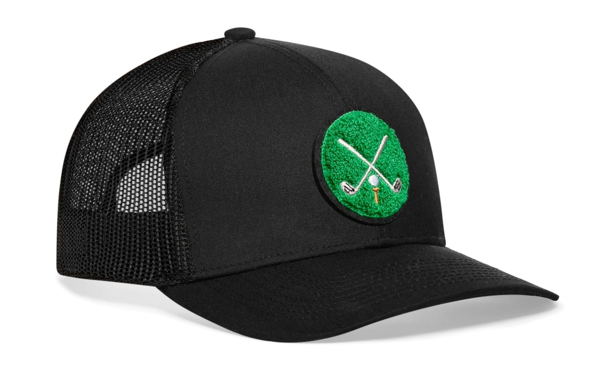 Golf Trucker Hat Chenille | Black Club X Snapback - Adjustable - Club Rehab