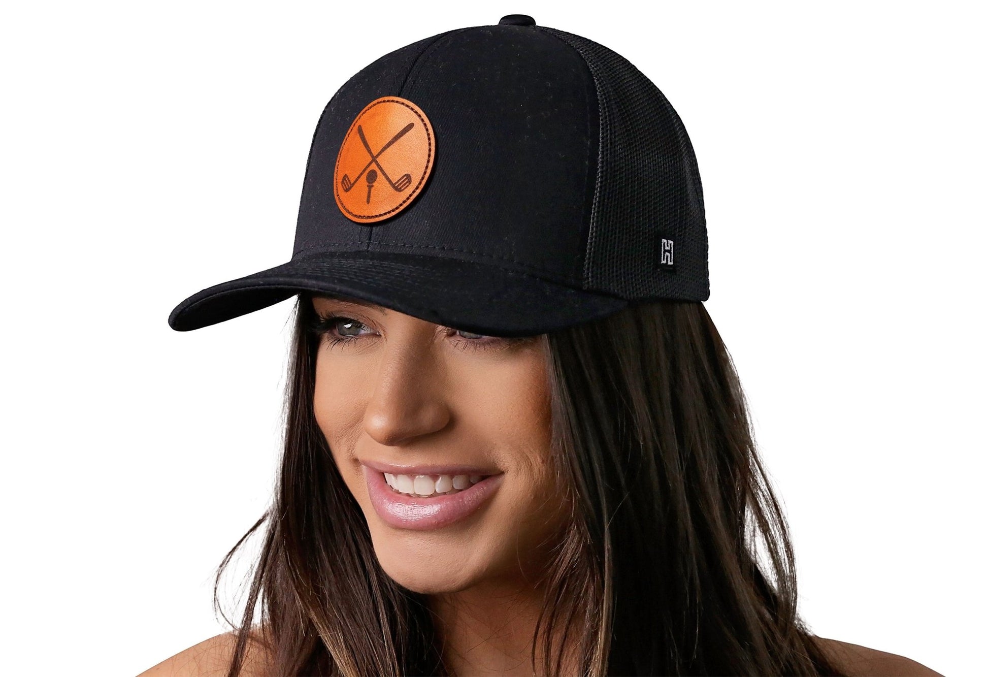 Golf Trucker Hat Leather | Black Club X Snapback - Adjustable - Club Rehab