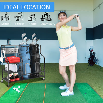 GolfPro Double Bag Organizer – Extra Large Golf Bag Stand - Club Rehab