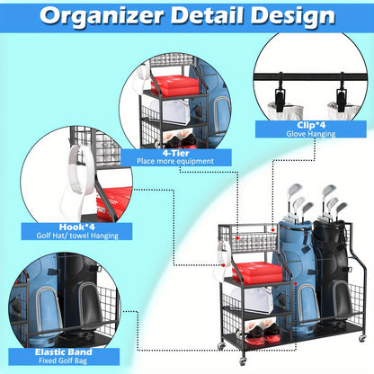 GolfPro Double Bag Organizer – Extra Large Golf Bag Stand - Club Rehab