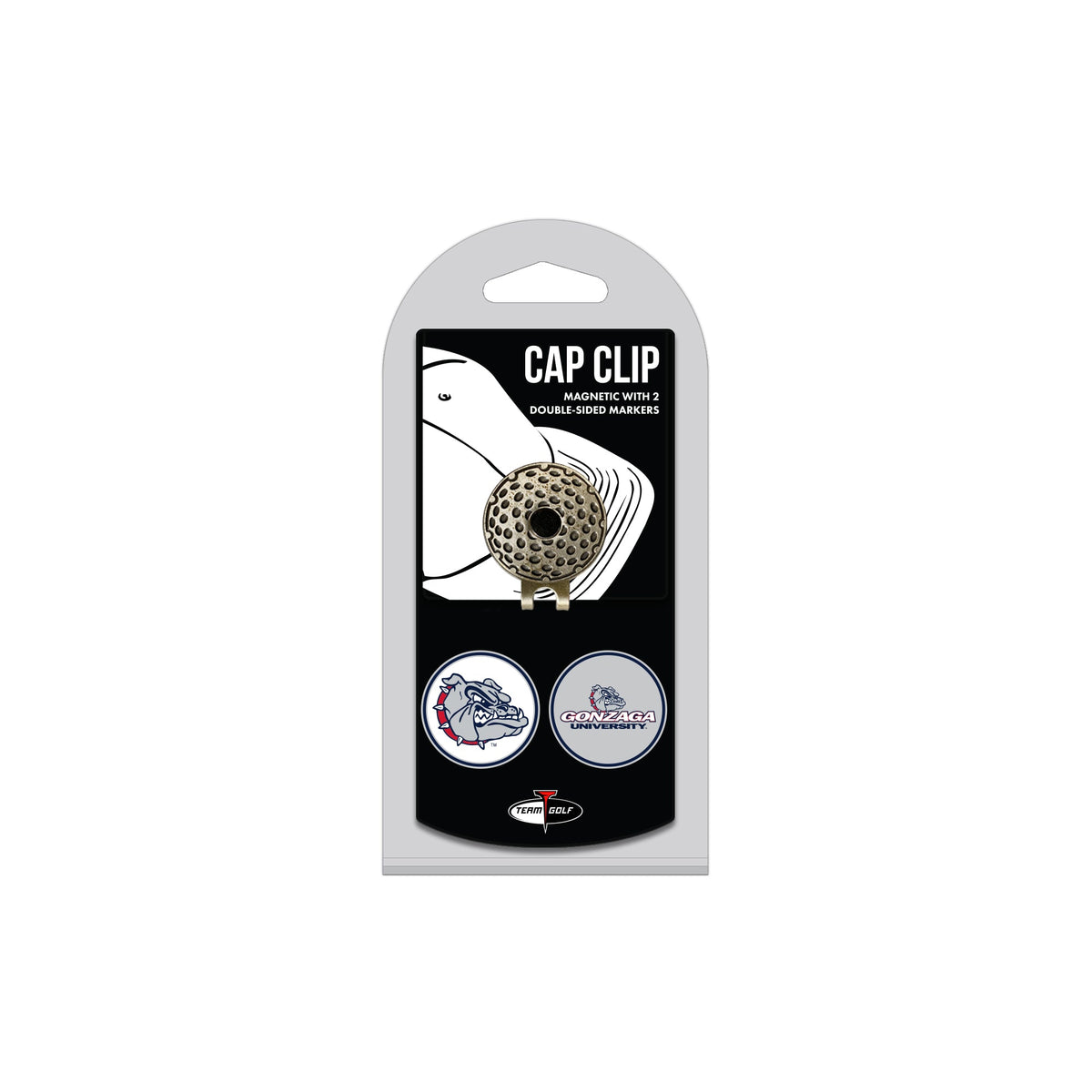 GONZAGA hat clip with two golf ball markers