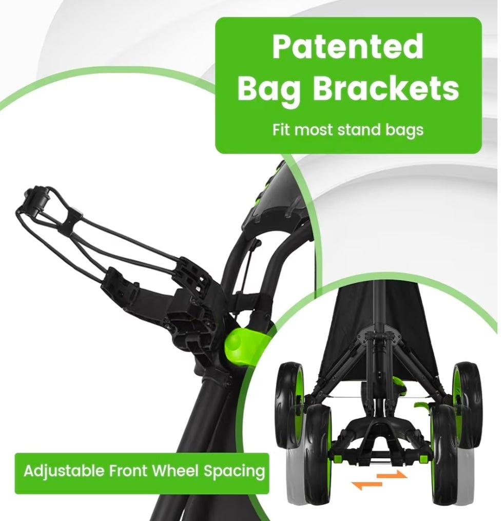 Goplus Folding 4 - Wheel Golf Push Cart with Brake - Club Rehab