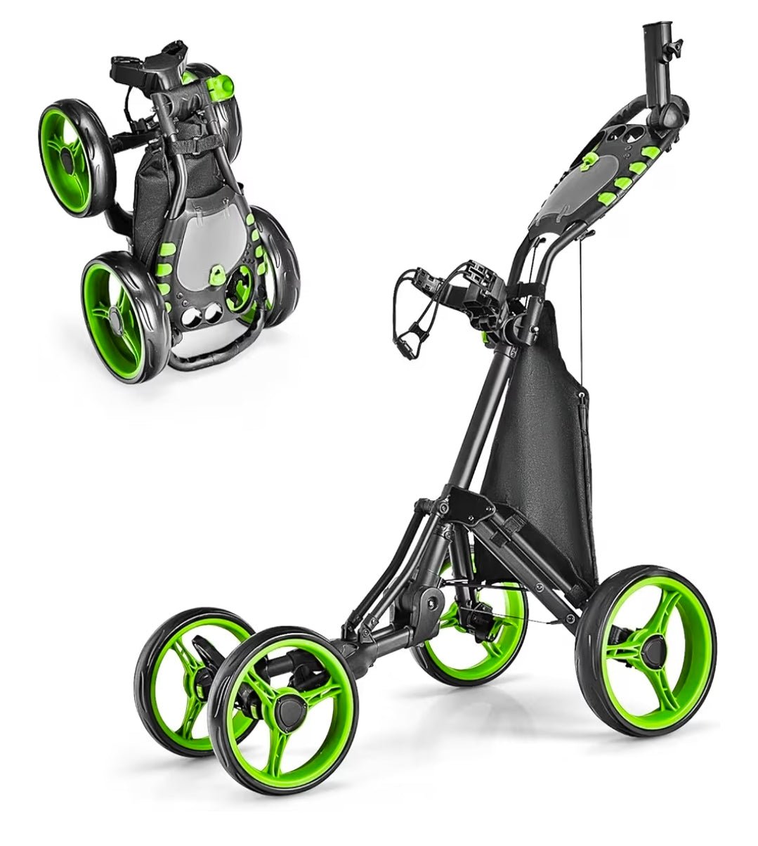 Goplus Folding 4 - Wheel Golf Push Cart with Brake - Club Rehab