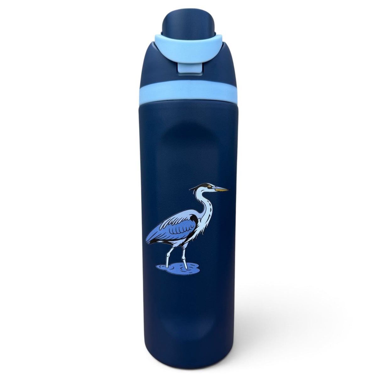 Great Blue Heron Hydration Bottle | 24oz Insulated Stainless Steel | Flip Straw Lid w/ Handle - Club Rehab