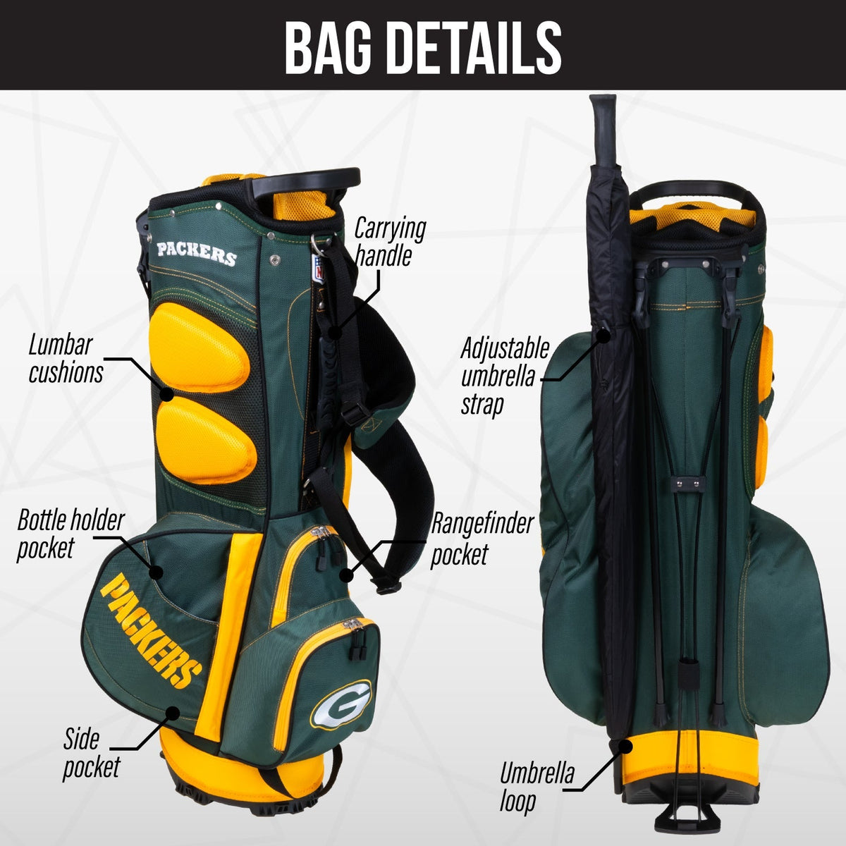 Green Bay Packers Fairway Stand Bag - Image 2 - Club Rehab