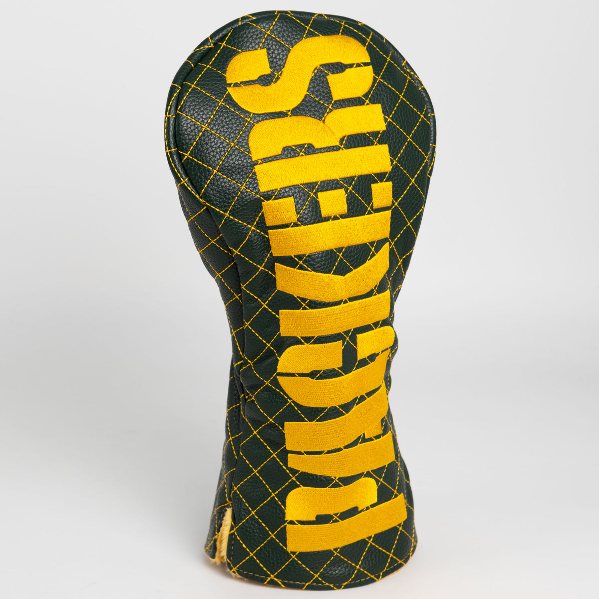 Green Bay Packers Solid Driver quilted headcover, angled view