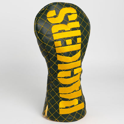 Green Bay Packers Solid Driver quilted headcover, angled view