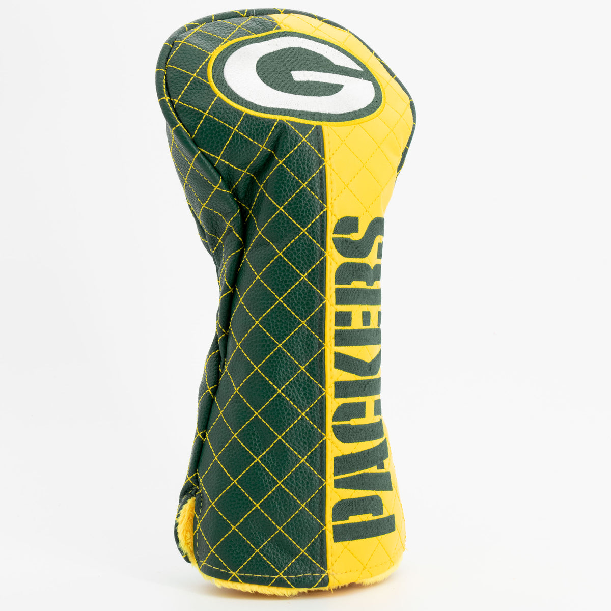 Green Bay Packers Split Driver quilted headcover, angled view