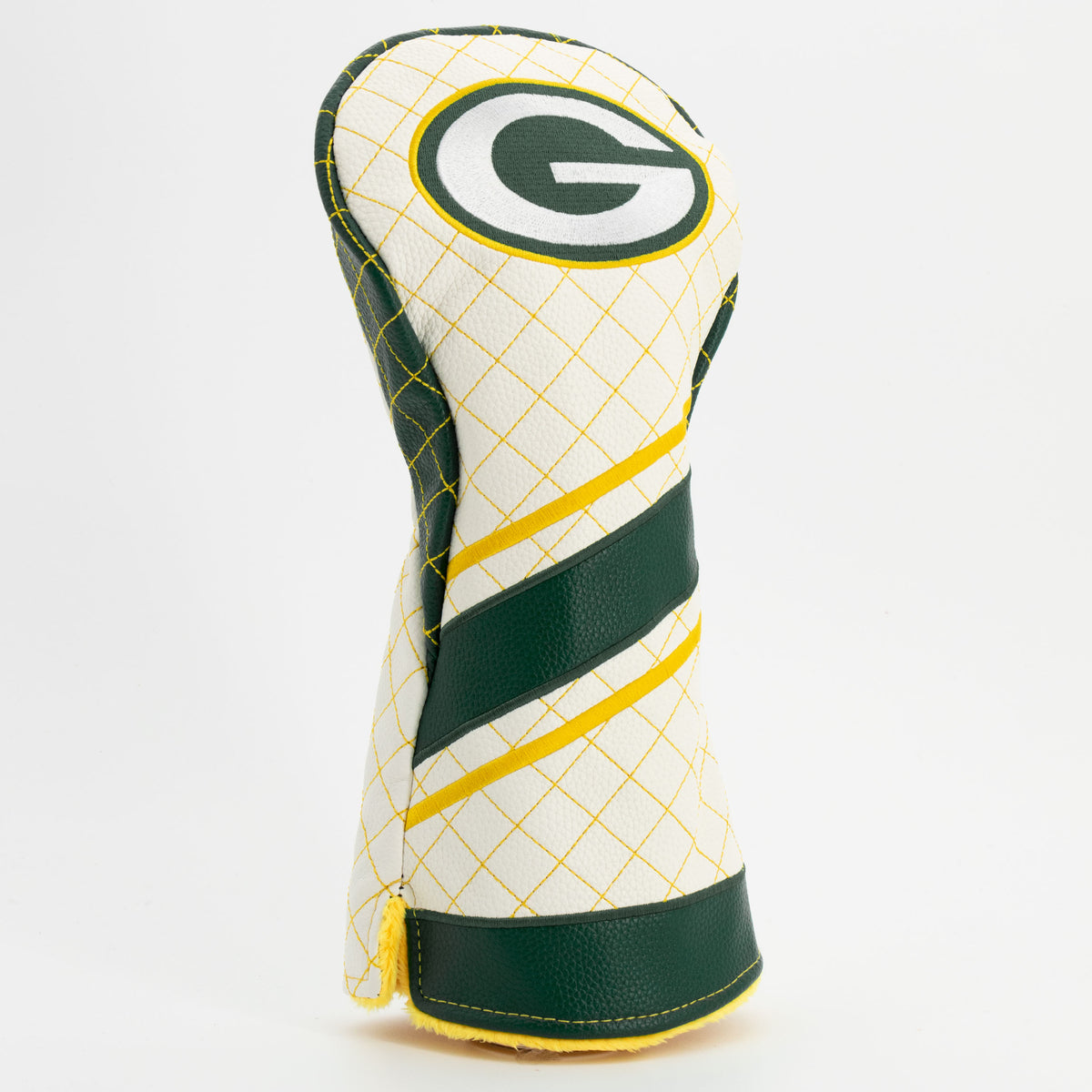 Green Bay Packers Striped Driver quilted headcover, angled view