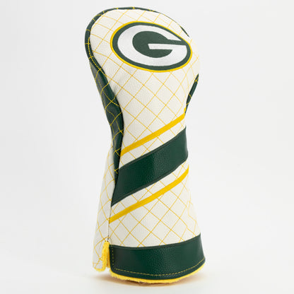 Green Bay Packers Striped Driver quilted headcover, angled view
