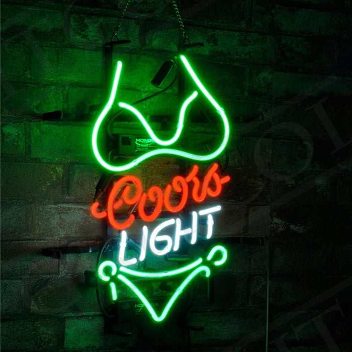 Green Bikini Set Coors Light Neon Signs Light - Club Rehab