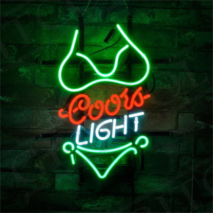 Green Bikini Set Coors Light Neon Signs Light - Club Rehab