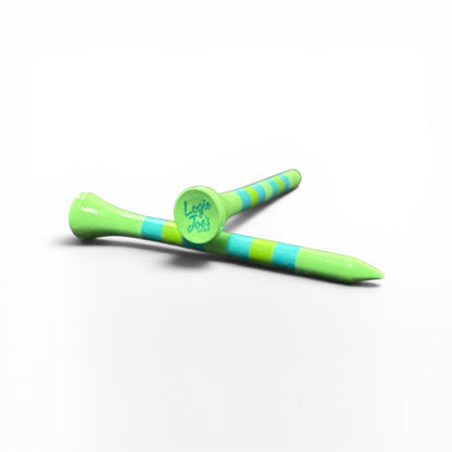 Green Blue Stripe Premium Wooden Golf Tees | 2 3/4” Standard Size | 45 Pack Set | Durable Painted Wood Tees | Unique Designs - Club Rehab