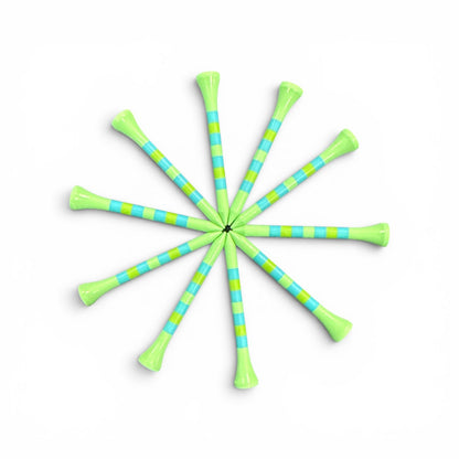 Green Blue Stripe Premium Wooden Golf Tees | 2 3/4” Standard Size | 45 Pack Set | Durable Painted Wood Tees | Unique Designs - Club Rehab