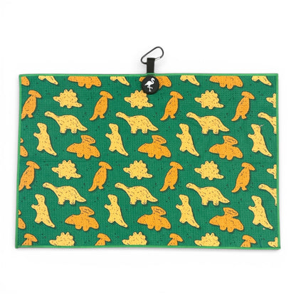 Green Dino Nugget Golf Towel | Premium Double - Sided Microfiber | Heavy - Duty Magnetic Towel with Carabiner Clip | 24 x 16 in - Club Rehab