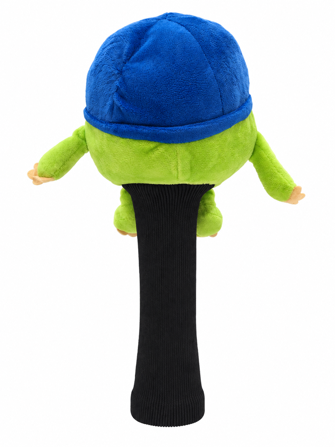 Green monster hybrid headcover with blue cap and black sock sleeve back