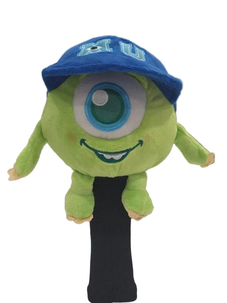 Green monster hybrid headcover with blue cap and black sock sleeve front