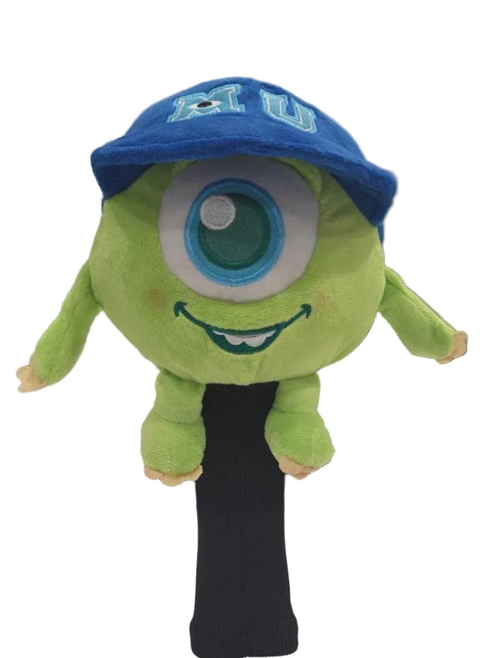 Green monster hybrid headcover with blue cap and black sock sleeve front