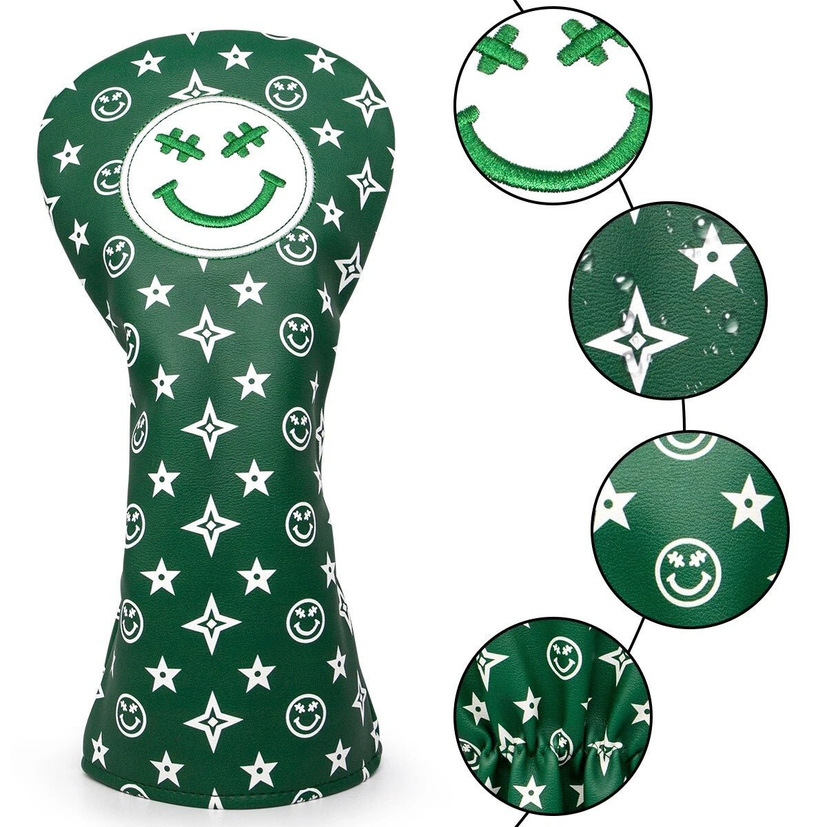 Green Smiley Star Driver Headcover – Good Vibes Only - Club Rehab