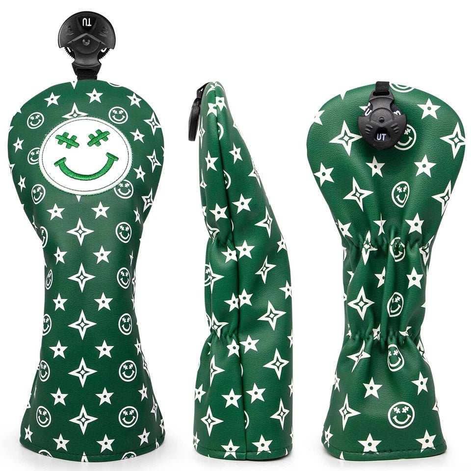Green Smiley Star Driver Headcover – Good Vibes Only - Hybrid - Club Rehab