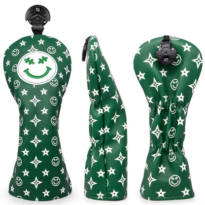 Green Smiley Star Driver Headcover – Good Vibes Only - Hybrid - Club Rehab