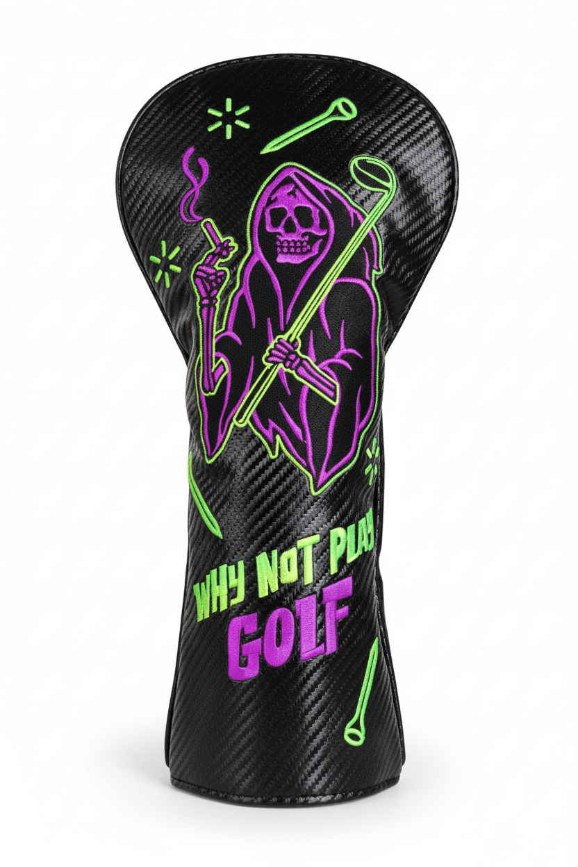 Grim Reaper Golf Headcover - Black/Lime Green/ Purple - Club Rehab